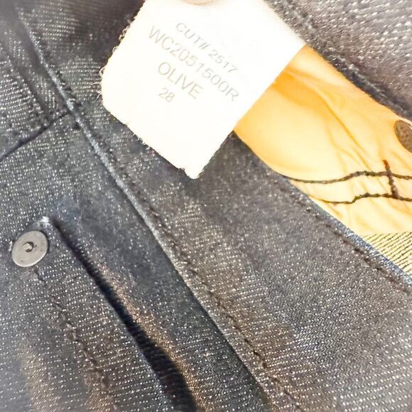 Rag & Bone Stiletto Boot Dark Wash Denim Jeans Olive Bootcut Zip Fly Size 28 - Picture 5 of 8